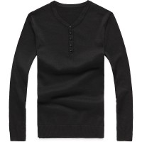 纯棉v领单排扣长袖毛衣[3色] 30001